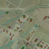 Second close-up of the map of Encampment, Wyoming print showing more streets and buildings