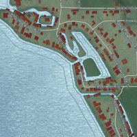 Second close-up of the map of Enchanted Hills, Indiana print showing more streets and buildings