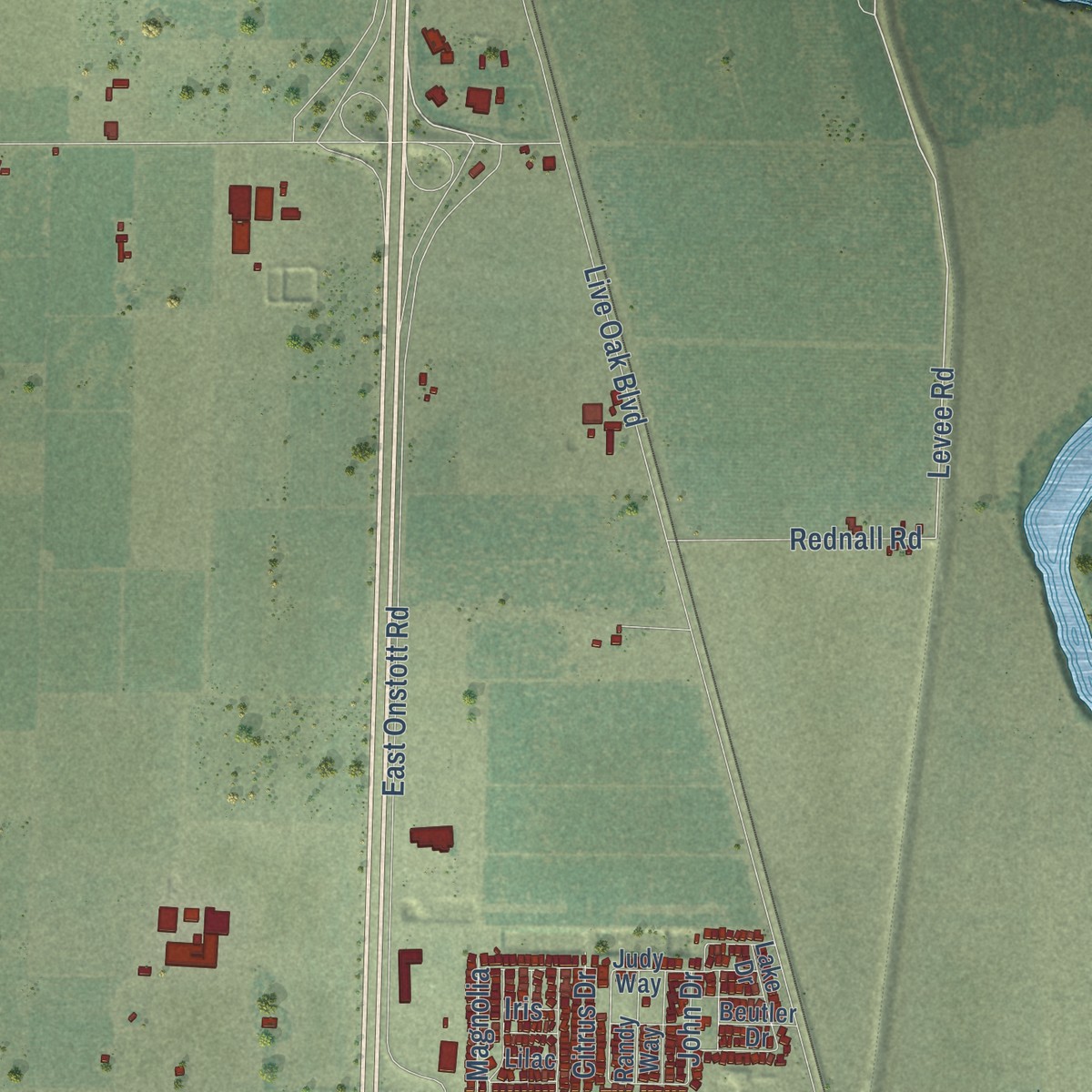 Second close-up of the map of Encinal, California print showing more streets and buildings