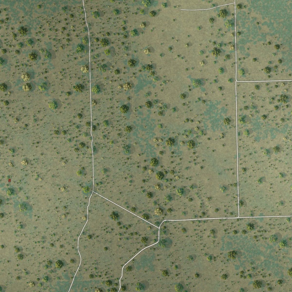 Second close-up of the map of Encino, Texas print showing more streets and buildings