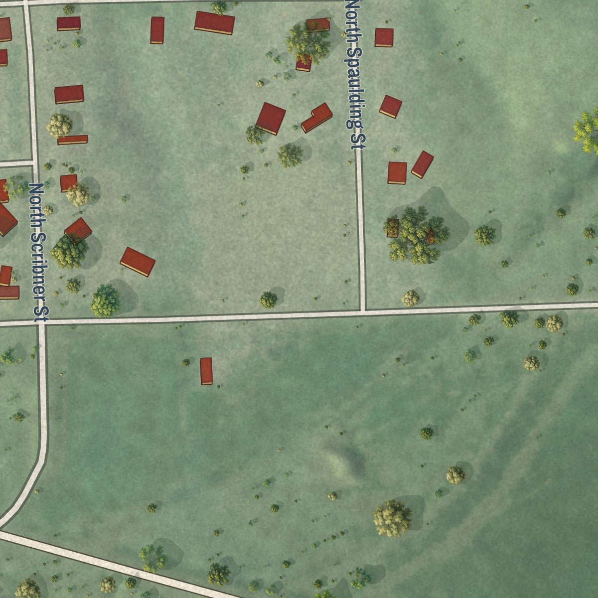 Second close-up of the map of Endicott, Nebraska print showing more streets and buildings