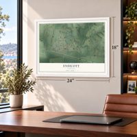 Endicott, Nebraska map, 18 x 24 inch print in a white frame in a home office