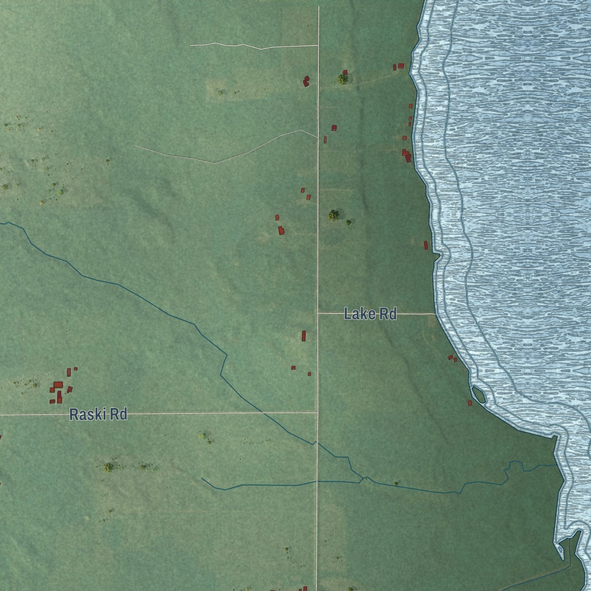 Second close-up of the map of Engadine, Michigan print showing more streets and buildings