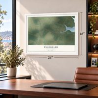 Engelhard, North Carolina map, 18 x 24 inch print in a white frame in a home office