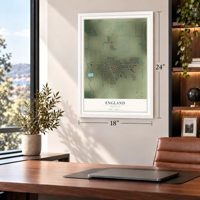 England, Arkansas map, 18 x 24 inch print in a white frame in a home office
