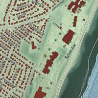 Second close-up of the map of Englewood Cliffs, New Jersey print showing more streets and buildings