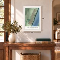 Englewood Cliffs, New Jersey map, 12 x 18 inch print in a white frame in an entryway