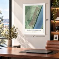 Englewood Cliffs, New Jersey map, 18 x 24 inch print in a white frame in a home office