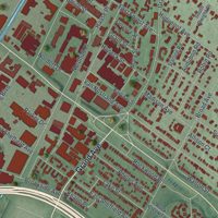 Second close-up of the map of Englewood, New Jersey print showing more streets and buildings