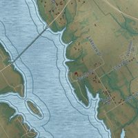 Second close-up of the map of Ennis, Texas print showing more streets and buildings