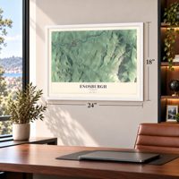 Enosburgh, Vermont map, 18 x 24 inch print in a white frame in a home office