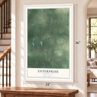 Enterprise, Lincoln County, Mississippi map, 24 x 36 inch print in a white frame by a staircase