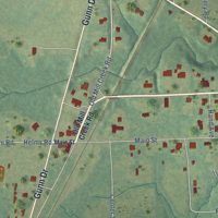 Second close-up of the map of Enterprise, Mississippi print showing more streets and buildings