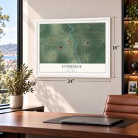 Enterprise, Mississippi map, 18 x 24 inch print in a white frame in a home office