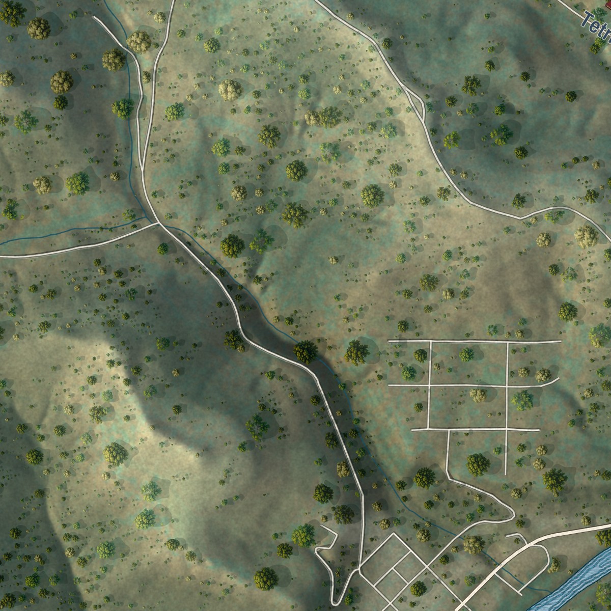 Second close-up of the map of Enterprise, West Virginia print showing more streets and buildings