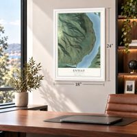 Entiat, Washington map, 18 x 24 inch print in a white frame in a home office