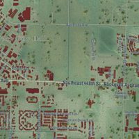 Second close-up of the map of Enumclaw, Washington print showing more streets and buildings
