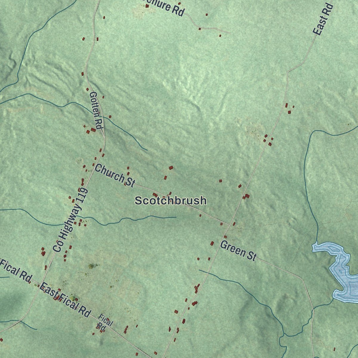 Second close-up of the map of Ephratah, New York print showing more streets and buildings