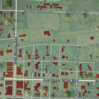 Second close-up of the map of Erick, Oklahoma print showing more streets and buildings