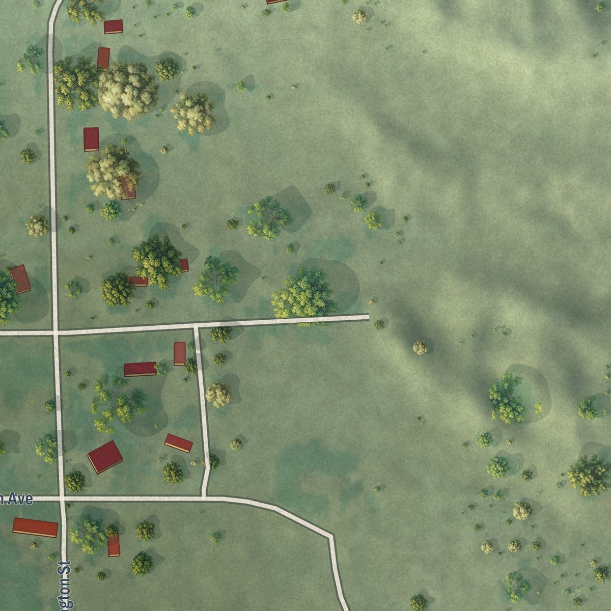 Second close-up of the map of Ericson, Nebraska print showing more streets and buildings