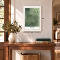 Ericson, Nebraska map, 12 x 18 inch print in a white frame in an entryway