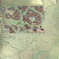 Second close-up of the map of Erie, Colorado print showing more streets and buildings