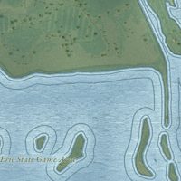 Second close-up of the map of Erie, Michigan print showing more streets and buildings