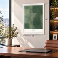 Erie, North Dakota map, 18 x 24 inch print in a white frame in a home office