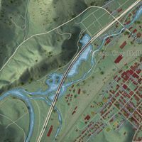Second close-up of the map of Erwin, Tennessee print showing more streets and buildings