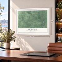 Escanaba, Delta County, Michigan map, 18 x 24 inch print in a white frame in a home office