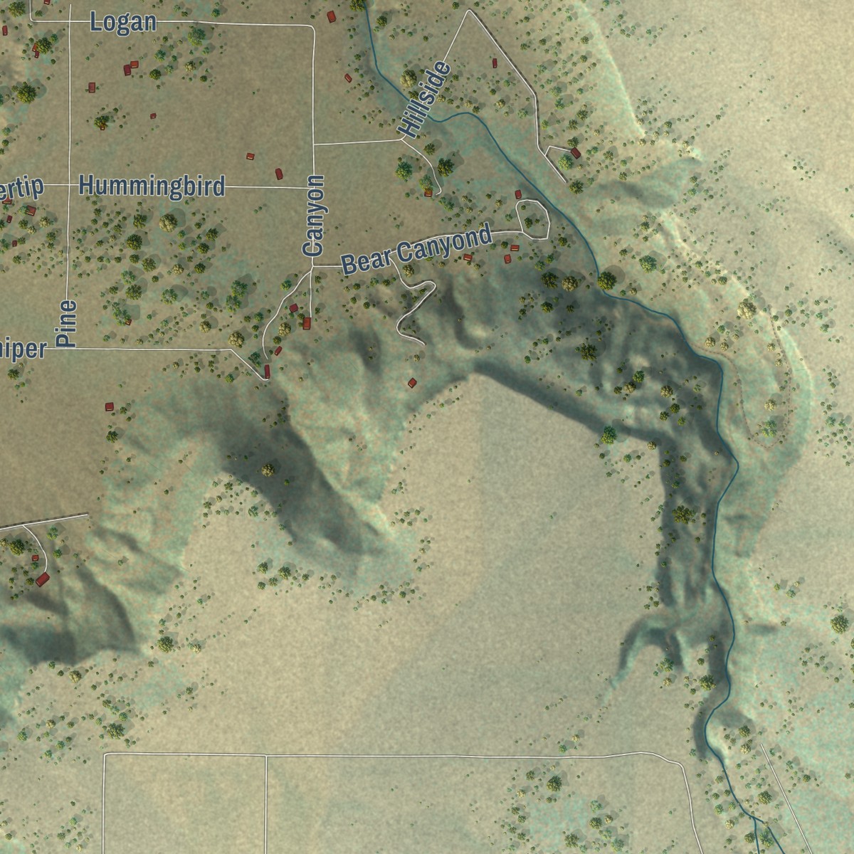 Second close-up of the map of Escudilla Bonita, New Mexico print showing more streets and buildings