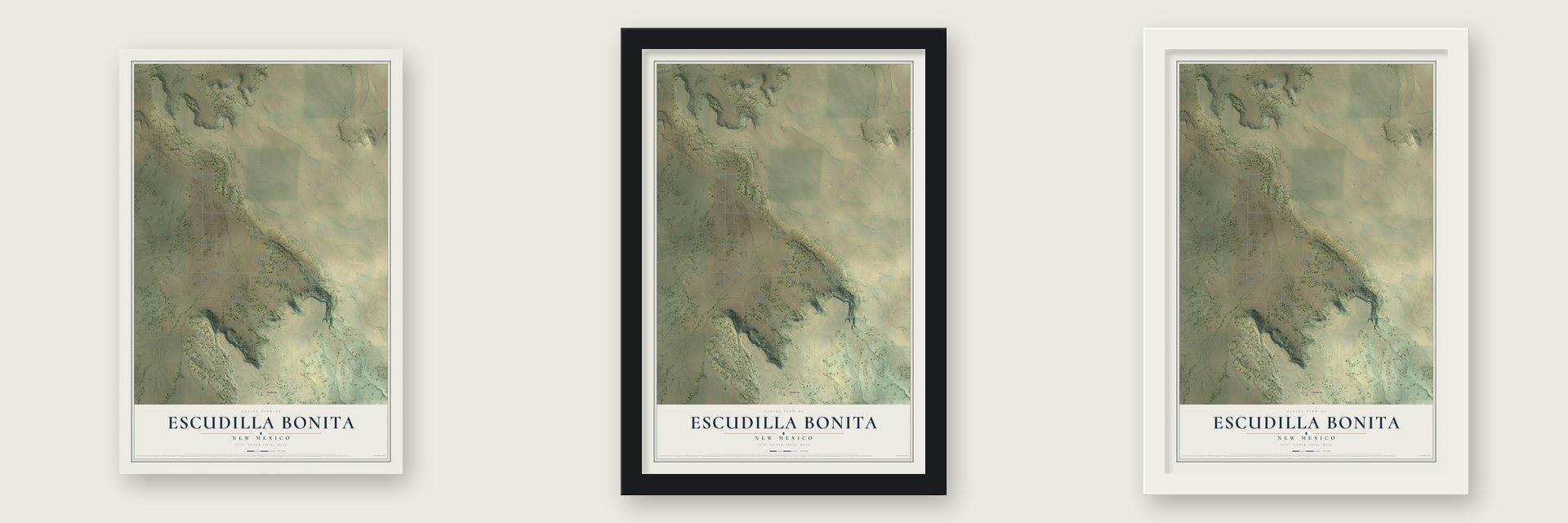 Escudilla Bonita, New Mexico map unframed, in a black wood frame and in a white wood frame