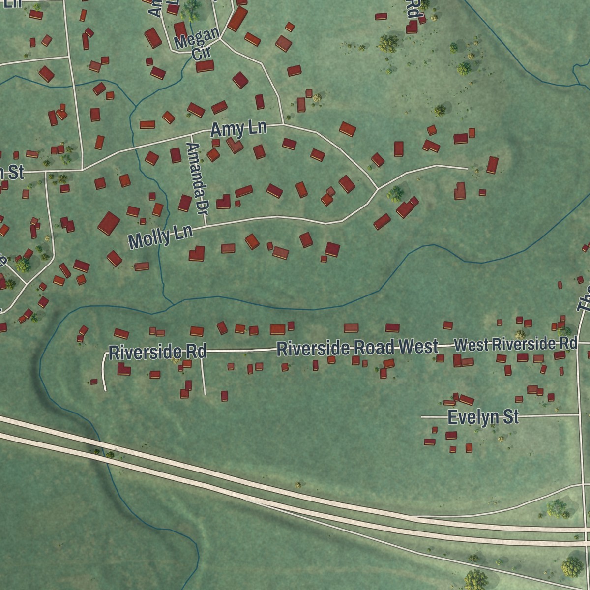 Second close-up of the map of Esko, Minnesota print showing more streets and buildings
