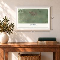 Esparto, California map, 12 x 18 inch print in a white frame in an entryway