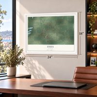 Essex, Illinois map, 18 x 24 inch print in a white frame in a home office