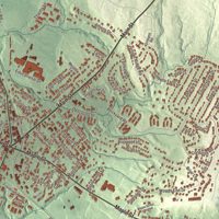 Close-up of the map of Essex Junction, Vermont print showing terrain and local geography