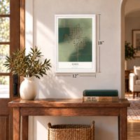 Essex, Missouri map, 12 x 18 inch print in a white frame in an entryway