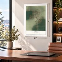 Essex, Missouri map, 18 x 24 inch print in a white frame in a home office