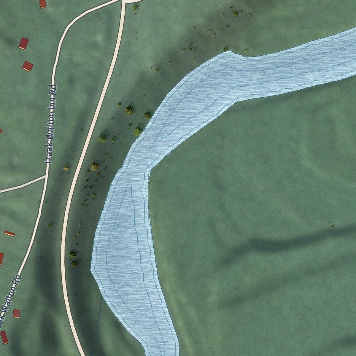 Second close-up of the map of Essex, Montana print showing more streets and buildings