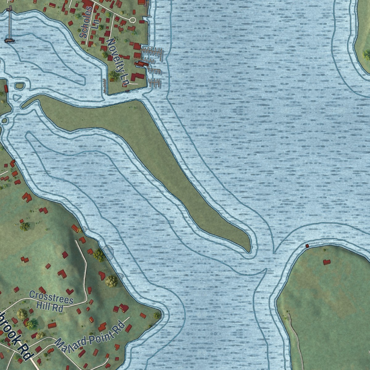 Second close-up of the map of Essex Village, Connecticut print showing more streets and buildings