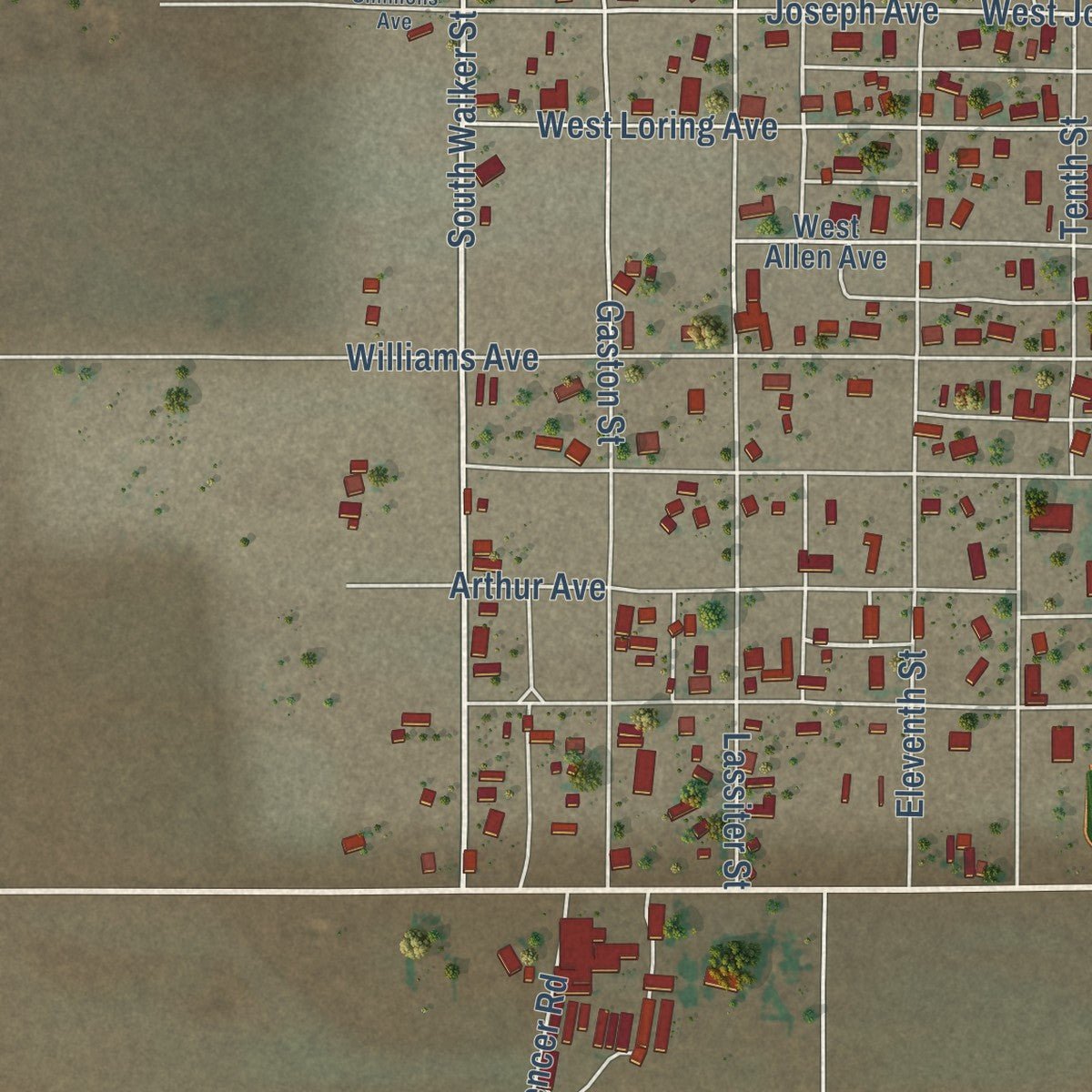 Second close-up of the map of Estancia, New Mexico print showing more streets and buildings