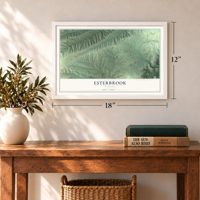 Esterbrook, Wyoming map, 12 x 18 inch print in a white frame in an entryway