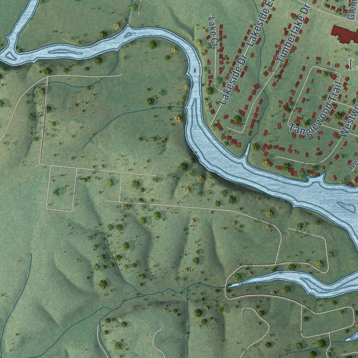 Second close-up of the map of Estill Springs, Tennessee print showing more streets and buildings