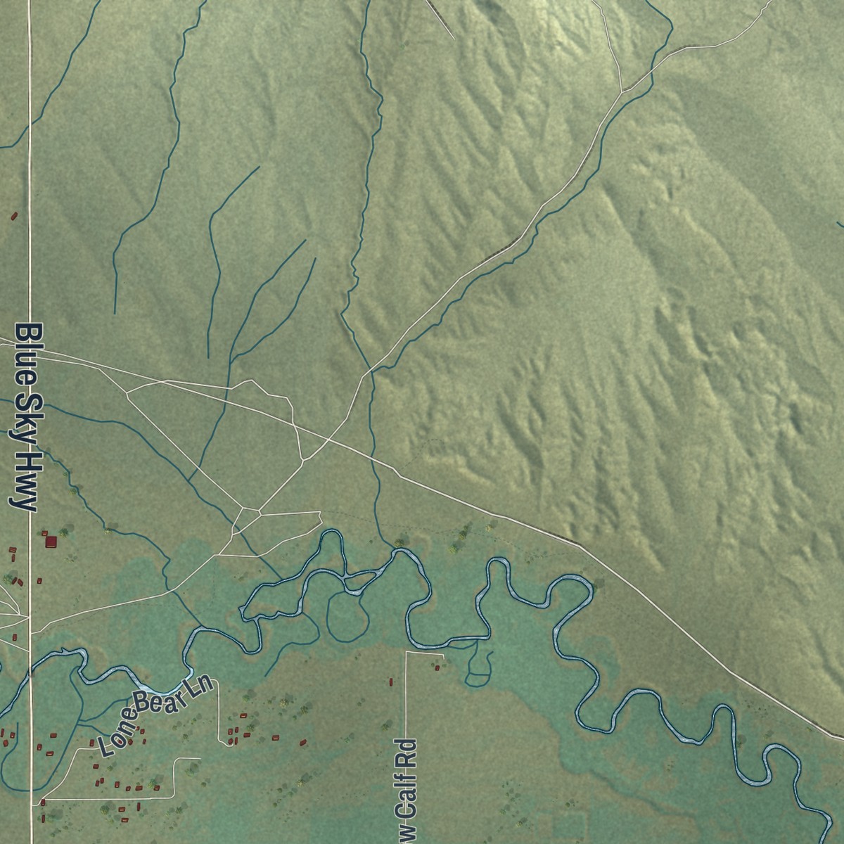Second close-up of the map of Ethete, Wyoming print showing more streets and buildings