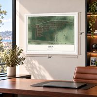 Etna, Ohio map, 18 x 24 inch print in a white frame in a home office