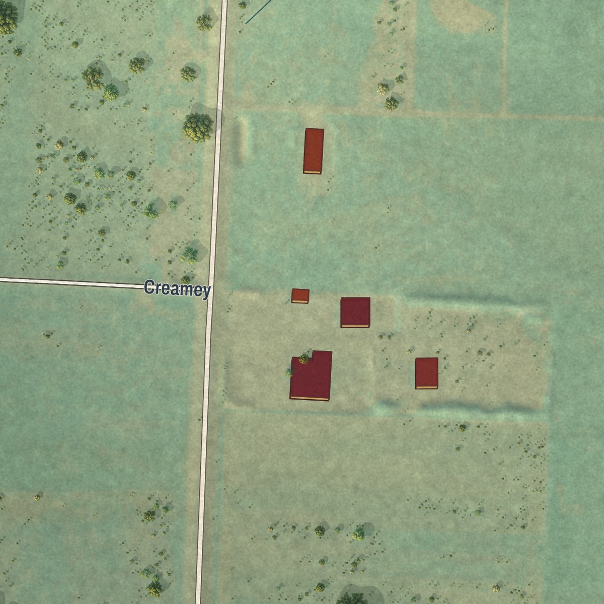 Second close-up of the map of Etna, Wyoming print showing more streets and buildings