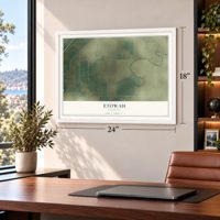 Etowah, Arkansas map, 18 x 24 inch print in a white frame in a home office