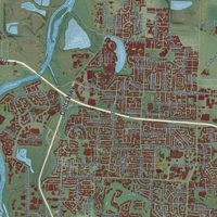 Second close-up of the map of Eugene, Oregon print showing more streets and buildings