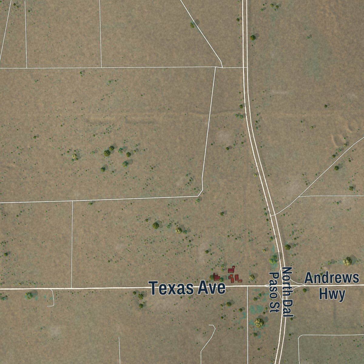 Second close-up of the map of Eunice, New Mexico print showing more streets and buildings