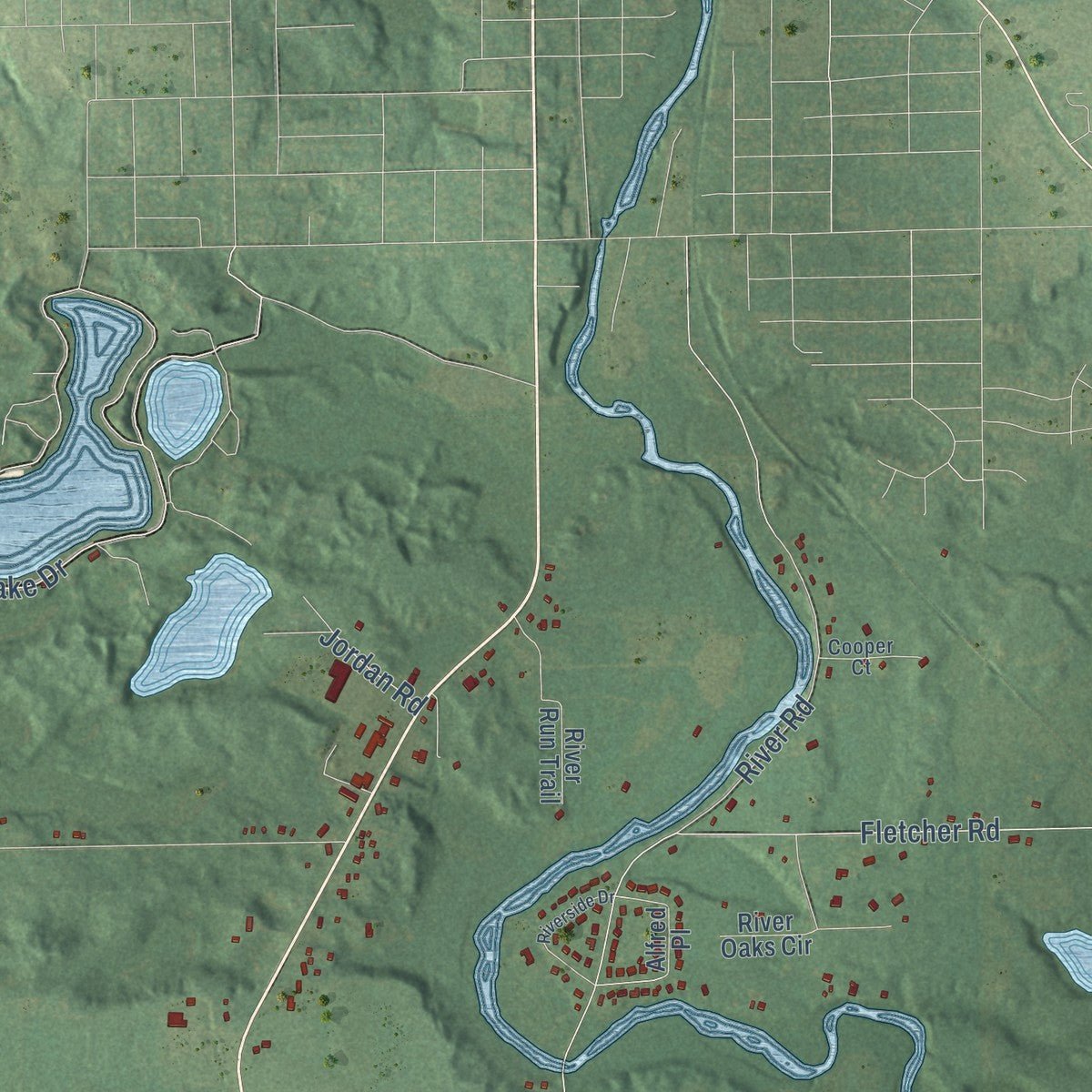 Second close-up of the map of Eureka, Michigan print showing more streets and buildings